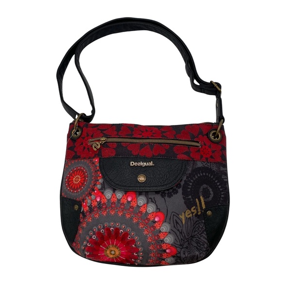 Desigual Leather Embroidered Crossbody - Picture 1 of 5
